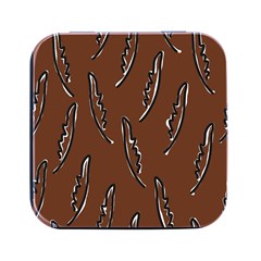 Feather Leaf Pattern Print Square Metal Box (black)