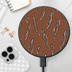 Feather Leaf Pattern Print Wireless Fast Charger(black) by Cemarart