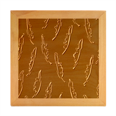 Feather Leaf Pattern Print Wood Photo Frame Cube by Cemarart