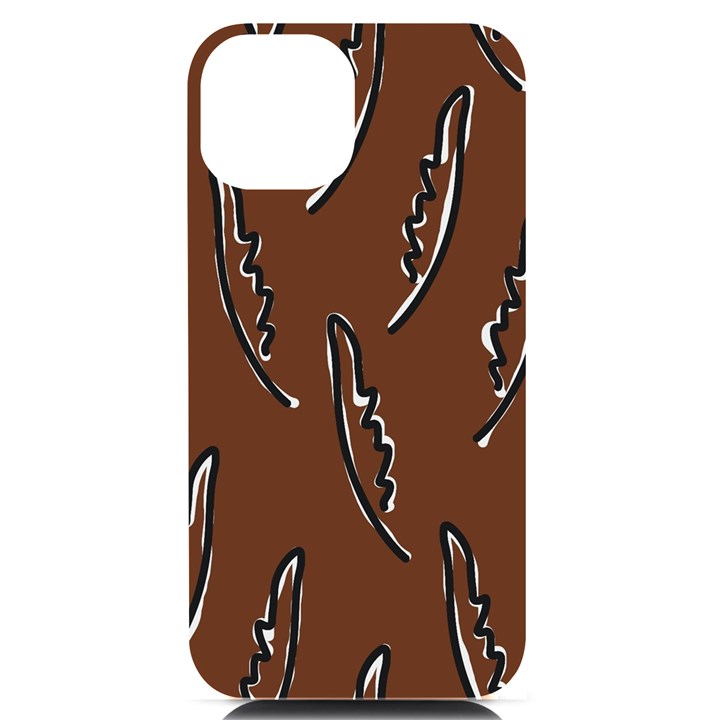 Feather Leaf Pattern Print iPhone 14 Black UV Print Case