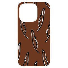 Feather Leaf Pattern Print Iphone 14 Pro Black Uv Print Case by Cemarart