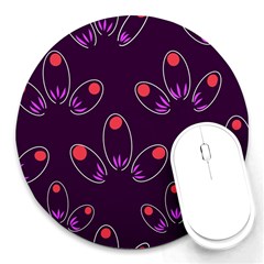 Pattern Petals Dots Print Seamless Round Mousepad by Cemarart