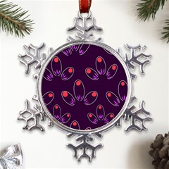 Pattern Petals Dots Print Seamless Metal Large Snowflake Ornament by Cemarart