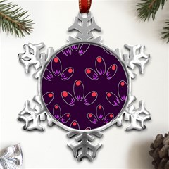 Pattern Petals Dots Print Seamless Metal Small Snowflake Ornament by Cemarart