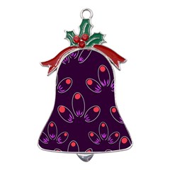 Pattern Petals Dots Print Seamless Metal Holly Leaf Bell Ornament by Cemarart