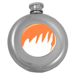 Orange Background Halloween Round Hip Flask (5 Oz) by Cemarart