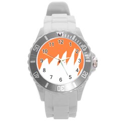 Orange Background Halloween Round Plastic Sport Watch (l) by Cemarart