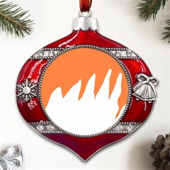 Orange Background Halloween Metal Snowflake And Bell Red Ornament by Cemarart