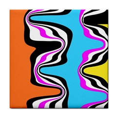 Liquid Warp Background Orange Blue Tile Coaster by Cemarart