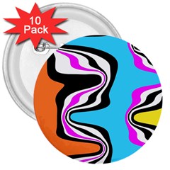 Liquid Warp Background Orange Blue 3  Buttons (10 Pack)  by Cemarart