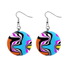 Liquid Warp Background Orange Blue Mini Button Earrings by Cemarart