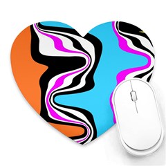 Liquid Warp Background Orange Blue Heart Mousepad by Cemarart