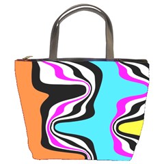 Liquid Warp Background Orange Blue Bucket Bag by Cemarart