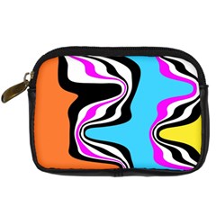 Liquid Warp Background Orange Blue Digital Camera Leather Case by Cemarart