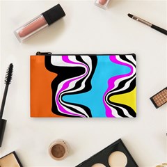 Liquid Warp Background Orange Blue Cosmetic Bag (small) by Cemarart