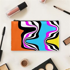 Liquid Warp Background Orange Blue Cosmetic Bag (medium) by Cemarart