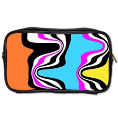 Liquid Warp Background Orange Blue Toiletries Bag (two Sides) by Cemarart