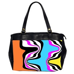 Liquid Warp Background Orange Blue Oversize Office Handbag (2 Sides) by Cemarart