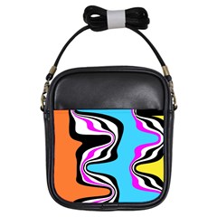 Liquid Warp Background Orange Blue Girls Sling Bag by Cemarart