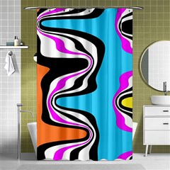 Liquid Warp Background Orange Blue Shower Curtain 48  X 72  (small)  by Cemarart