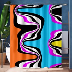 Liquid Warp Background Orange Blue Shower Curtain 60  X 72  (medium)  by Cemarart