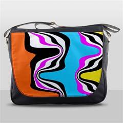 Liquid Warp Background Orange Blue Messenger Bag by Cemarart