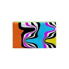 Liquid Warp Background Orange Blue Cosmetic Bag (xs) by Cemarart