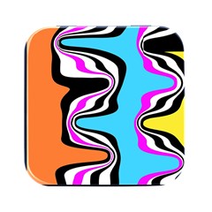 Liquid Warp Background Orange Blue Square Metal Box (black) by Cemarart