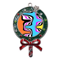 Liquid Warp Background Orange Blue Metal X mas Lollipop With Crystal Ornament by Cemarart