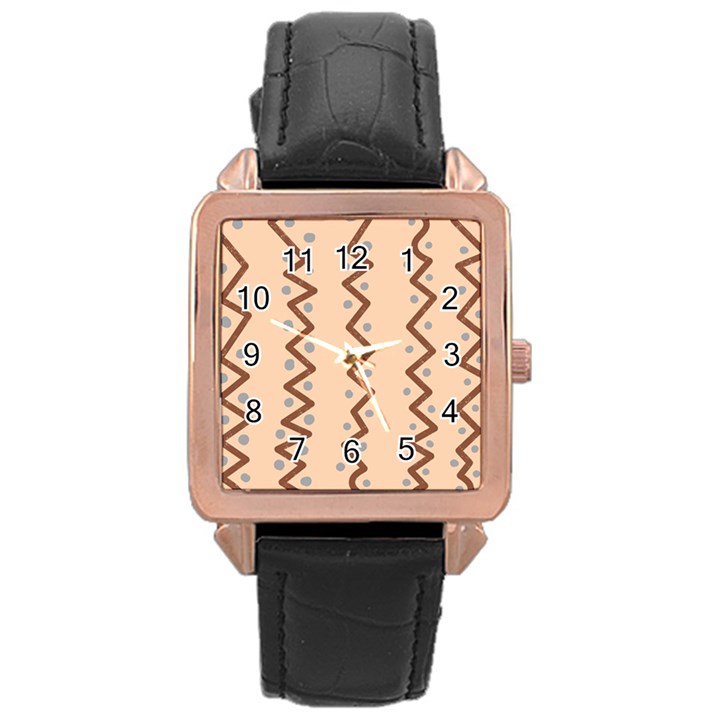 Print Pattern Minimal Tribal Rose Gold Leather Watch 