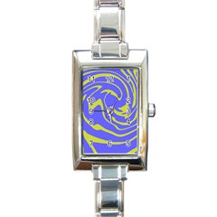 Blue Green Abstract Rectangle Italian Charm Watch by Cemarart