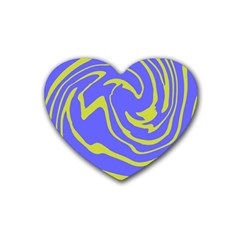 Blue Green Abstract Rubber Coaster (heart) by Cemarart