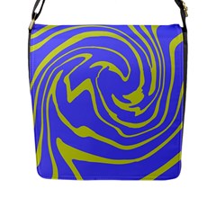 Blue Green Abstract Flap Closure Messenger Bag (l) by Cemarart