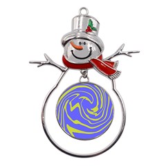 Blue Green Abstract Metal Snowman Ornament