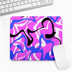 Swirl Pink White Blue Black Large Mousepad by Cemarart