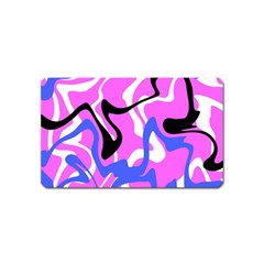 Swirl Pink White Blue Black Magnet (name Card) by Cemarart