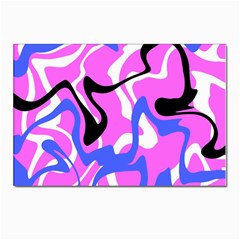 Swirl Pink White Blue Black Postcard 4 x 6  (pkg Of 10) by Cemarart