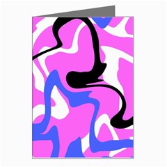 Swirl Pink White Blue Black Greeting Card by Cemarart