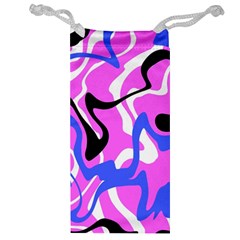 Swirl Pink White Blue Black Jewelry Bag by Cemarart