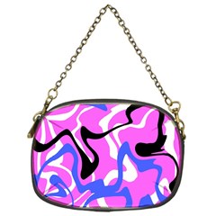 Swirl Pink White Blue Black Chain Purse (one Side) by Cemarart