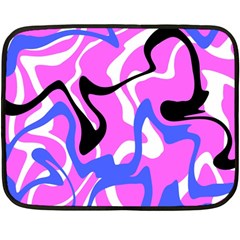 Swirl Pink White Blue Black Two Sides Fleece Blanket (mini) by Cemarart