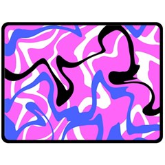 Swirl Pink White Blue Black Fleece Blanket (large) by Cemarart