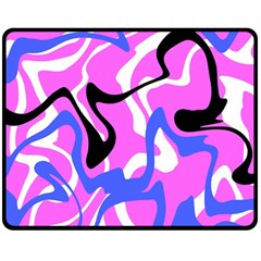 Swirl Pink White Blue Black Fleece Blanket (medium) by Cemarart