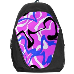 Swirl Pink White Blue Black Backpack Bag by Cemarart