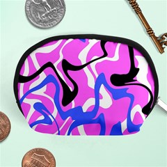 Swirl Pink White Blue Black Accessory Pouch (medium) by Cemarart