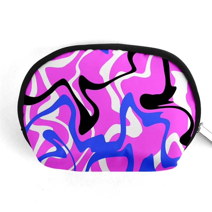 Swirl Pink White Blue Black Accessory Pouch (Medium)