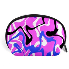 Swirl Pink White Blue Black Accessory Pouch (large) by Cemarart