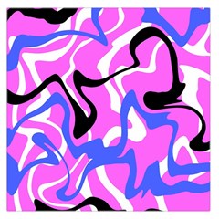 Swirl Pink White Blue Black Square Satin Scarf (36  X 36 ) by Cemarart