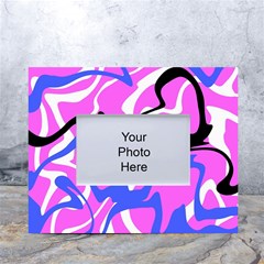 Swirl Pink White Blue Black White Tabletop Photo Frame 4 x6  by Cemarart