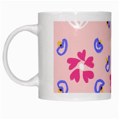 Flower Heart Print Pattern Pink White Mug by Cemarart